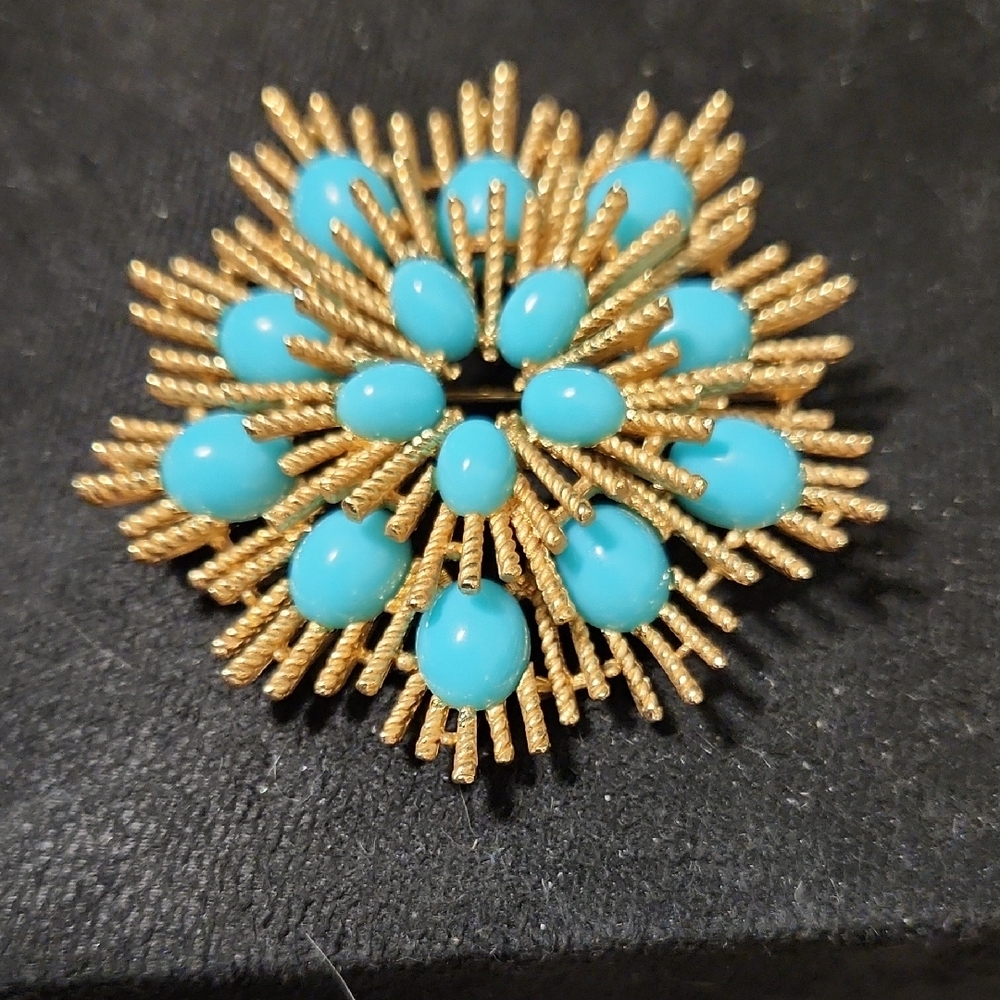Avon Gold and Turquoise Brooch